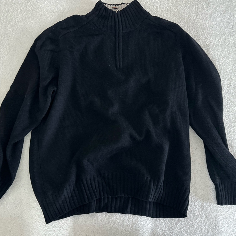 Classic Black Quarter-Zip Knit Sweater